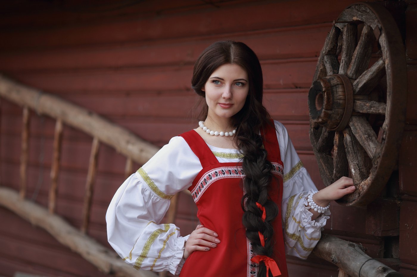 Girls in Slavic costumes in Incheon